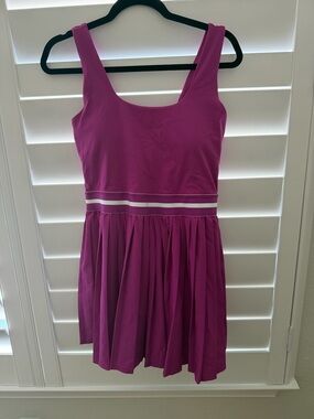 Magenta Scoop Neck Sleeveless Dress/attached shorts with phone pocket.